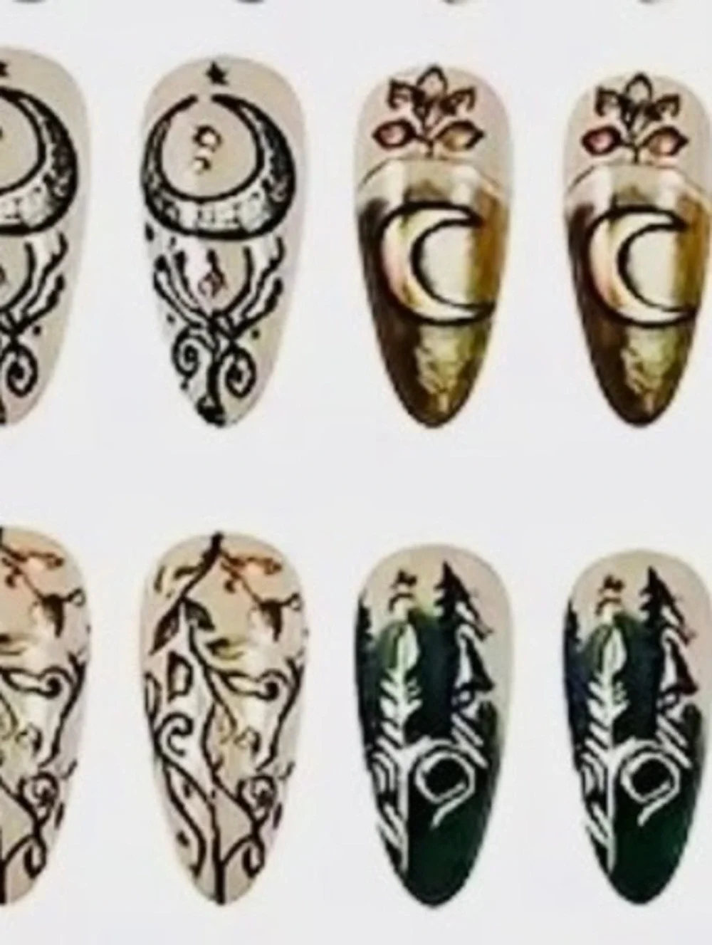 New -Gorgeous -24Pc Set -Moon Themed Reusable Press-On-Nails